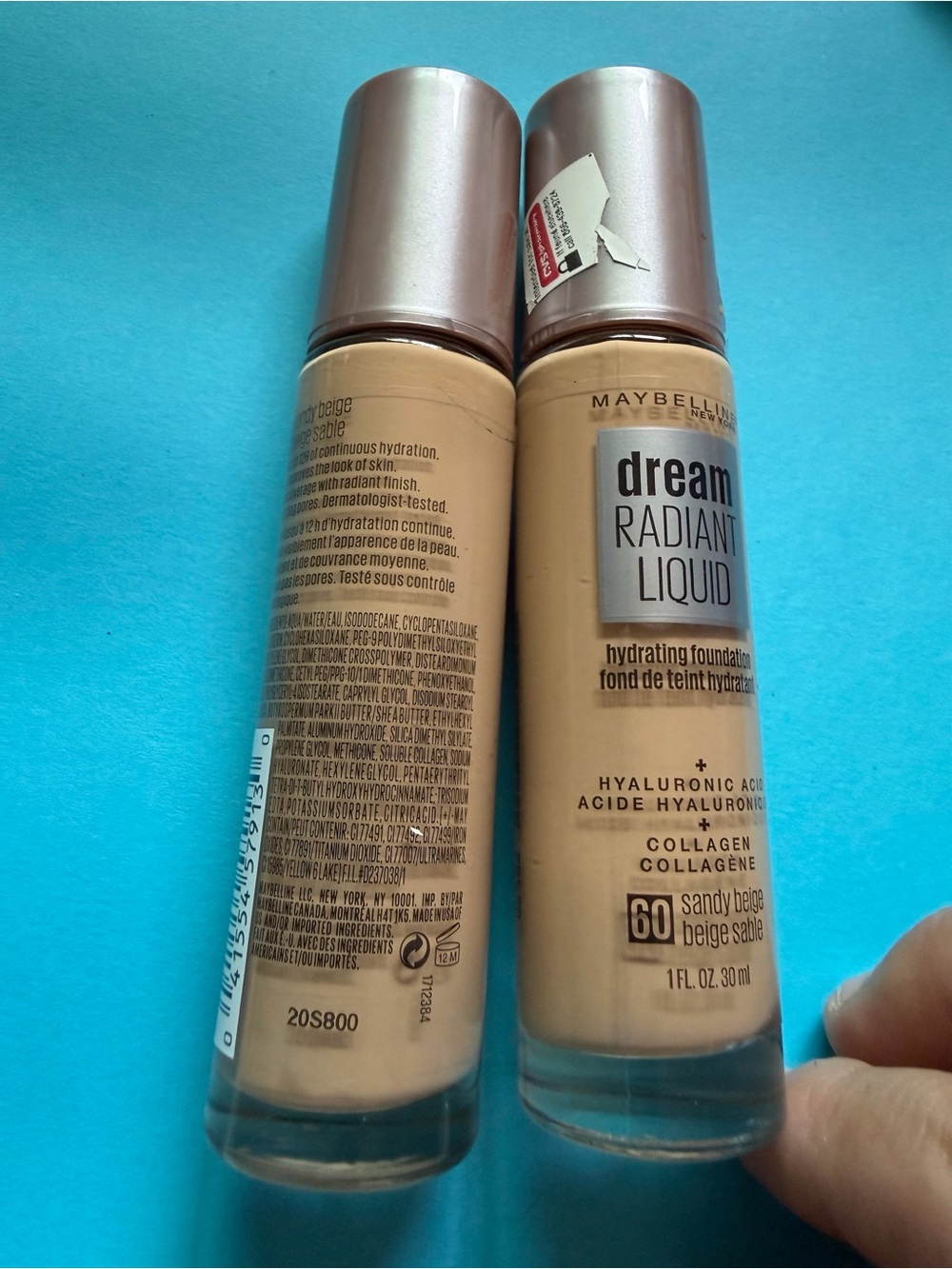 2~Maybelline Dream Radiant 60 SANDY BEIGE Liquid Foundation New Retired Read
